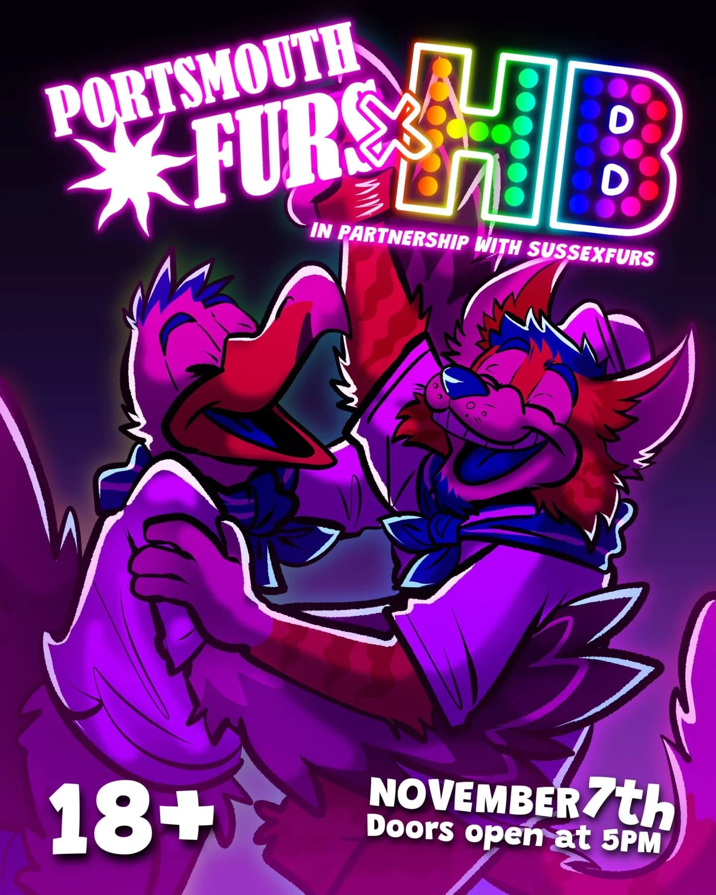 PortsmouthFurs × HB Club Night with SussexFurs 2026 event artwork